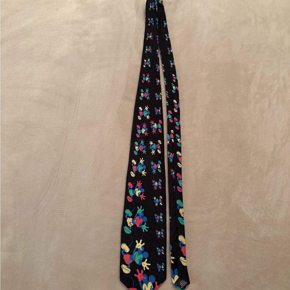 Vintage Disney Mickey Mouse Black Neck Tie
